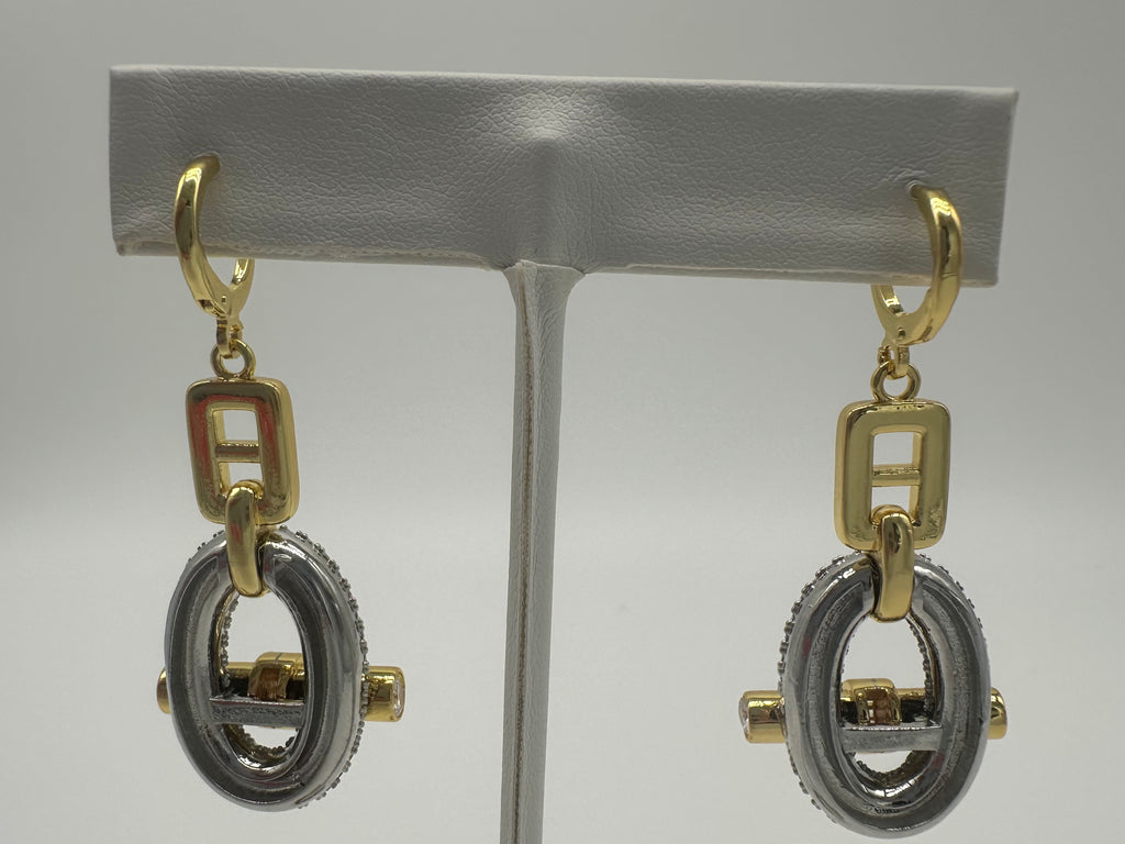 Modern chunky dangle buckle earrings. (Earrings only) See other listings for other pieces to set.