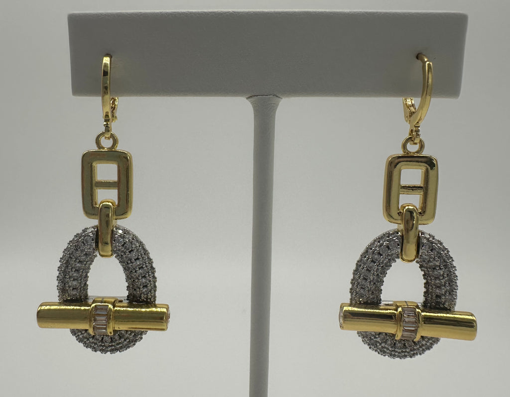 Modern chunky dangle buckle earrings. (Earrings only) See other listings for other pieces to set.