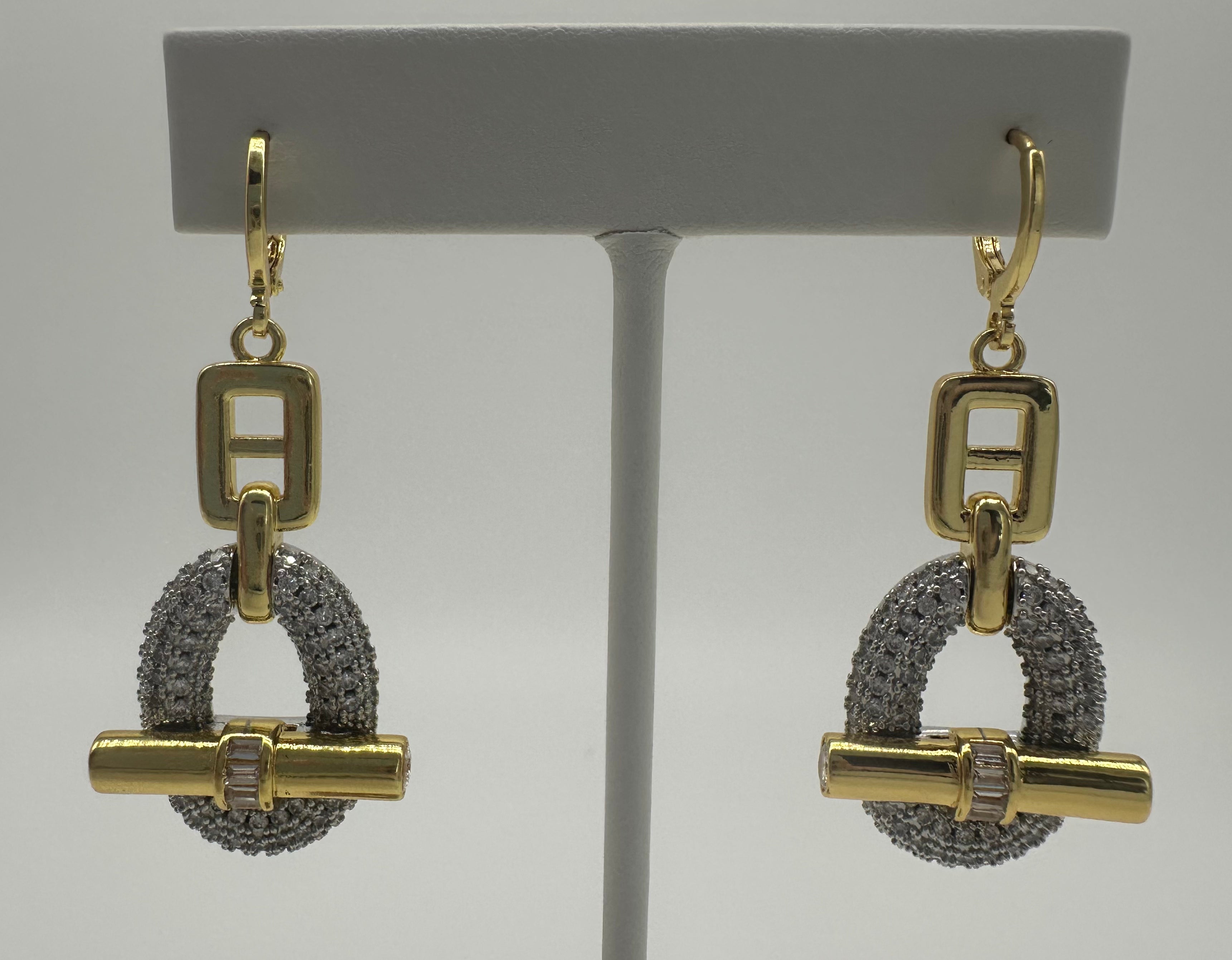 Modern chunky dangle buckle earrings. (Earrings only) See other listings for other pieces to set.