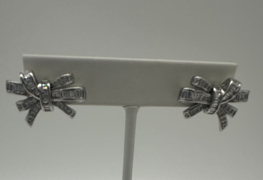 White Gold Plated Zircon Bow earrings