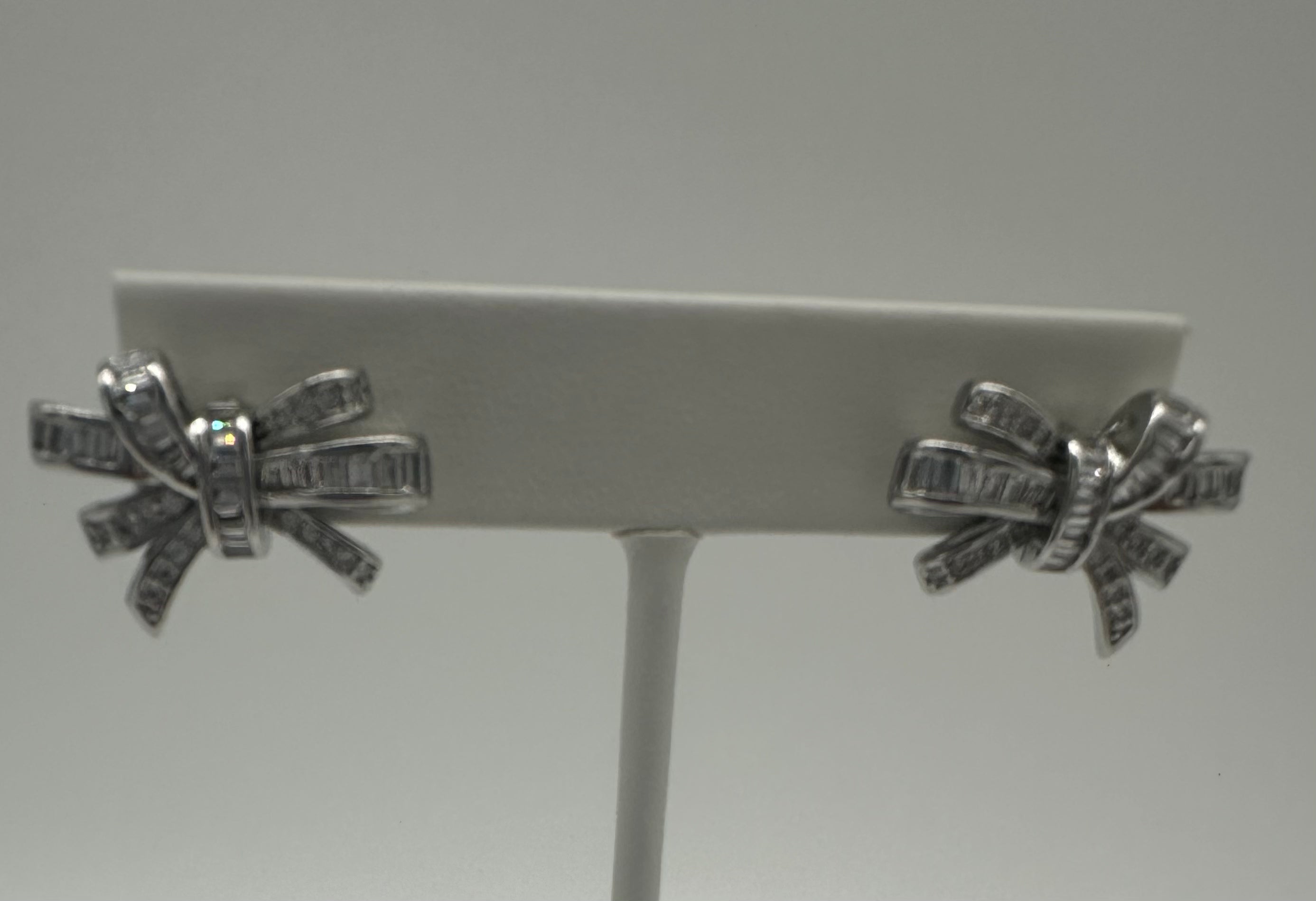 White Gold Plated Zircon Bow earrings