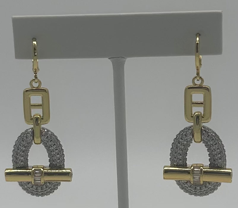 Modern chunky dangle buckle earrings. (Earrings only) See other listings for other pieces to set.
