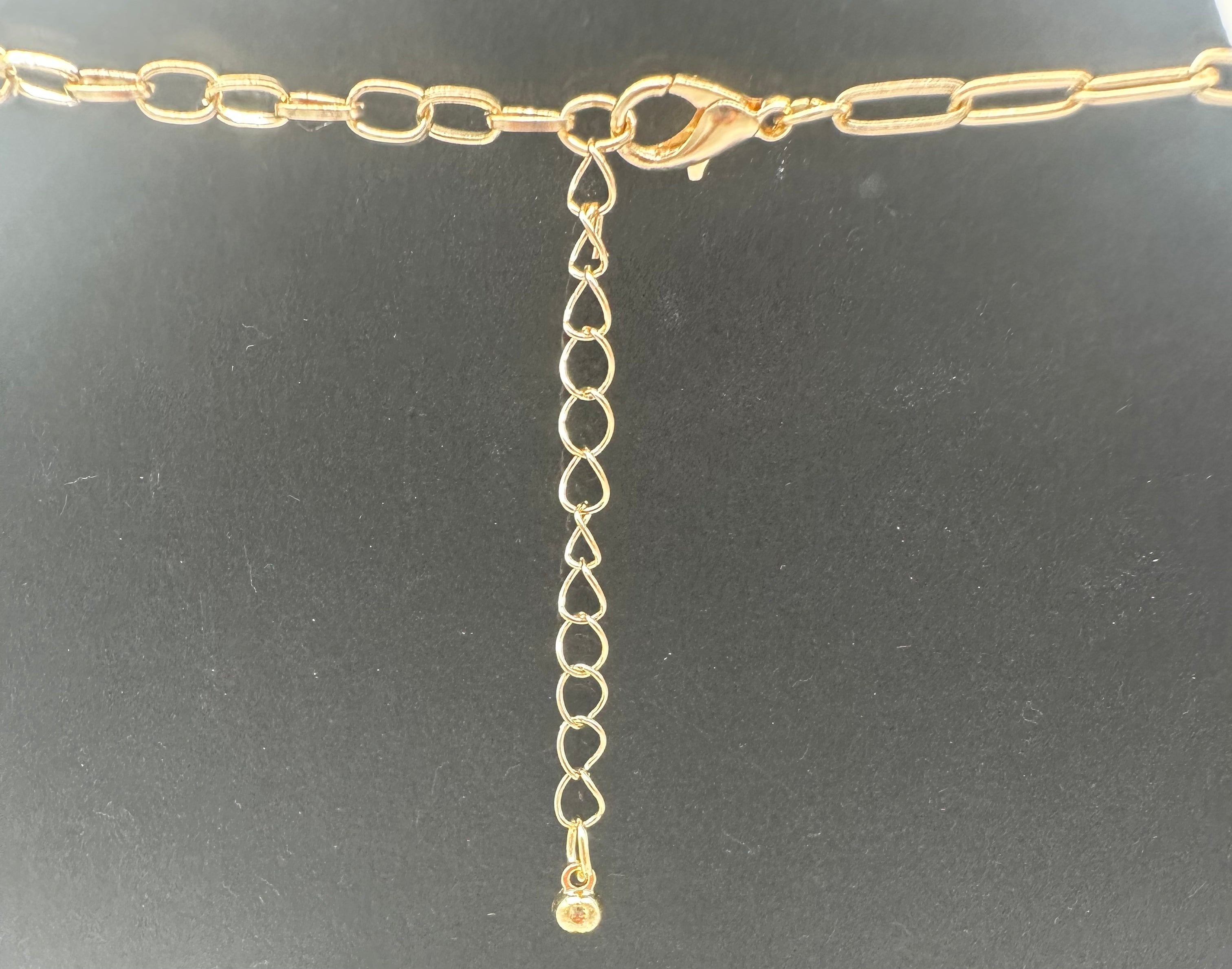 Gold Metal Black Asymmetrical Moon Stars Multi Charm Pendant Necklace