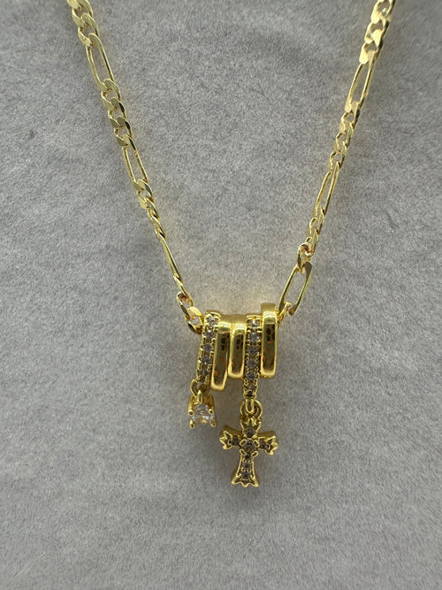 14K Gold Plated Dainty Symbolic Multi Charm Pendant Necklace